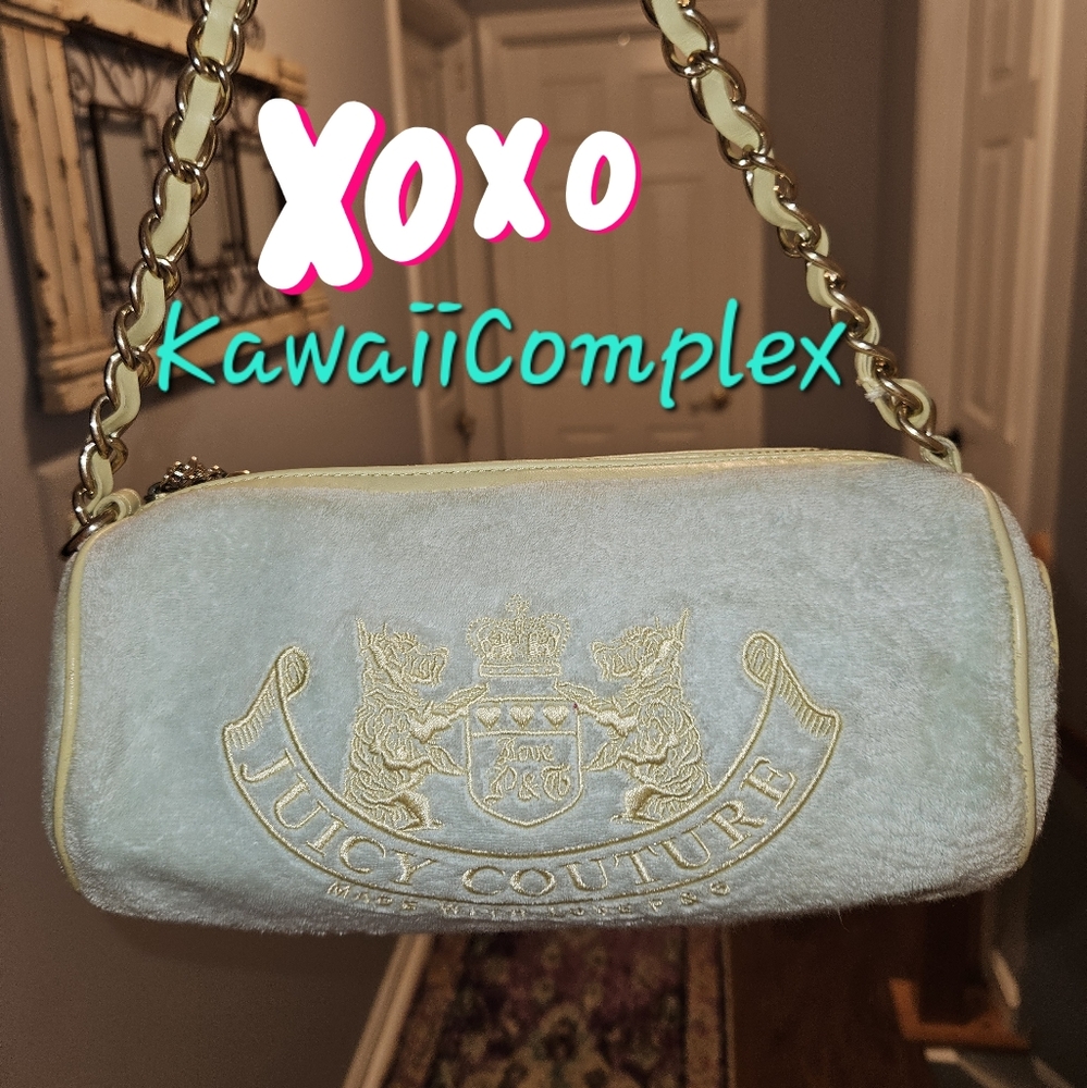 Rare vintage Juicy Couture baby blue & yellow Barrel Bag